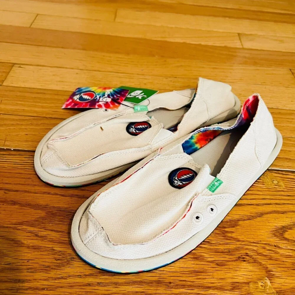 SANUK DONNA HEMP X GRATEFUL DEAD TIE DYE SIDEWALK SURFER SHOES, US 9 NWT